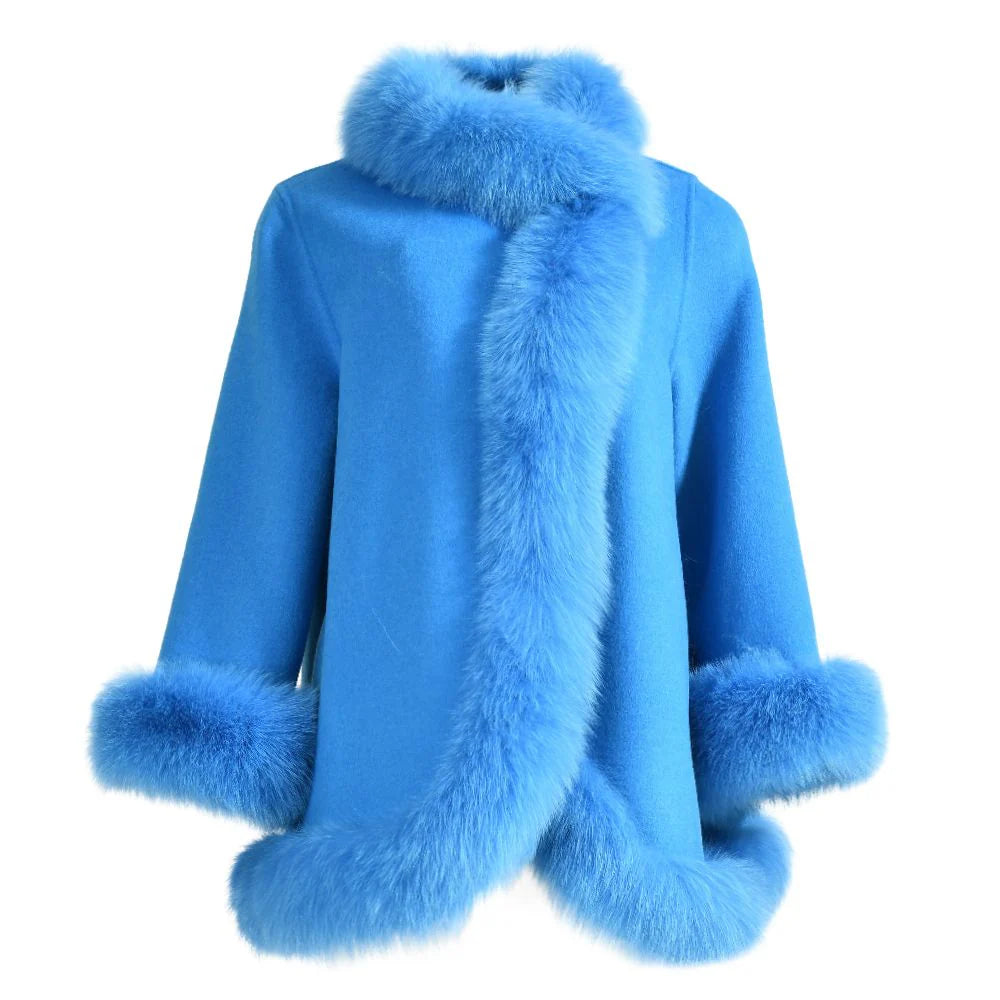 Fur Collar & Cuffs Cashmere Coat